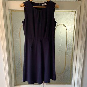 Calvin Klein Navy Blue Keyhole Sleeveless A-Line Dress, Size 10